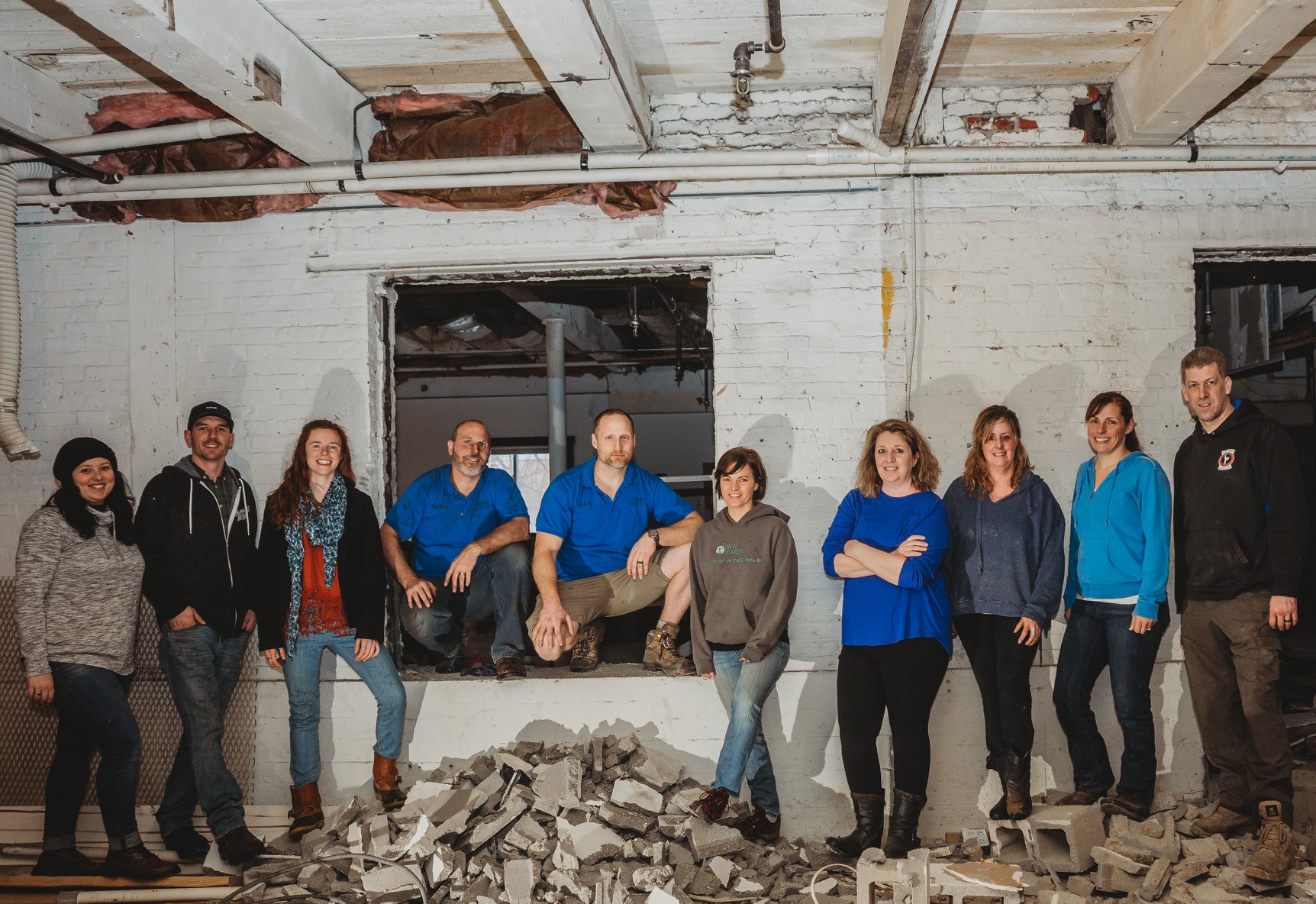 Some of the crew at the site of the future Leadership Center.