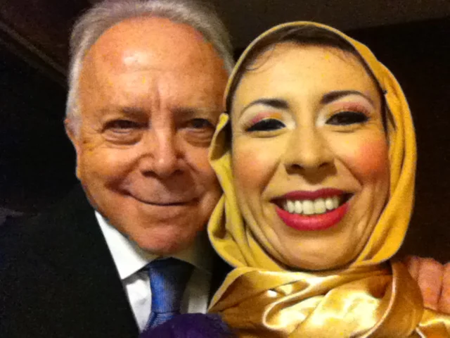 With Rob Barron backstage during a performance of ‘The Most Amazing Ever Sung’, 2012