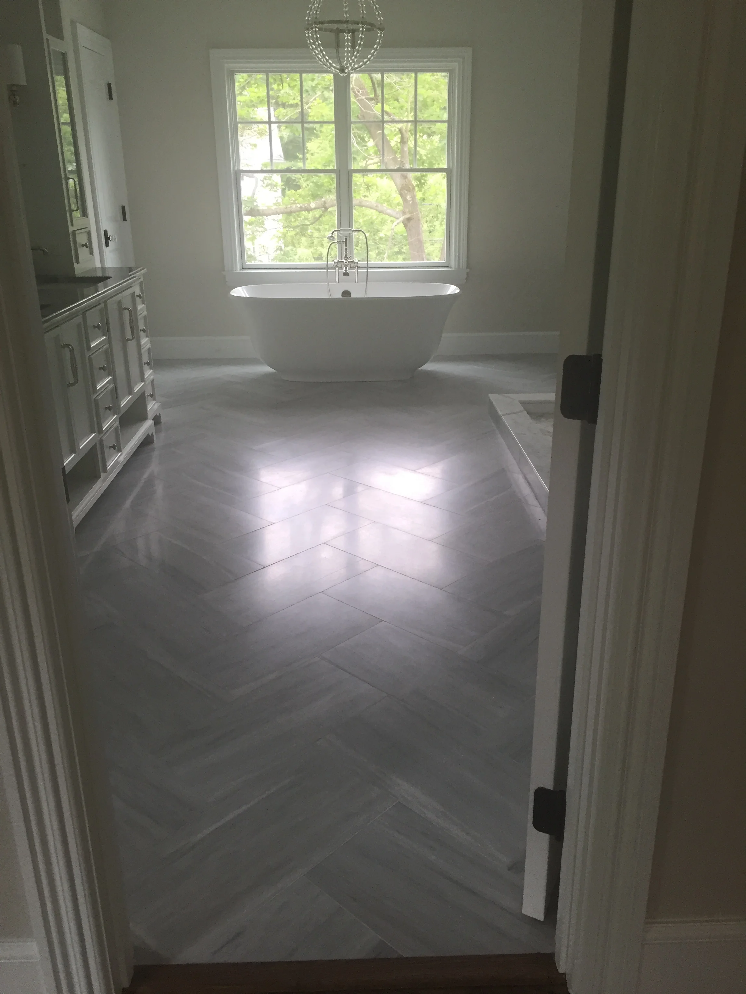 Marble set in Herringbone Pattern