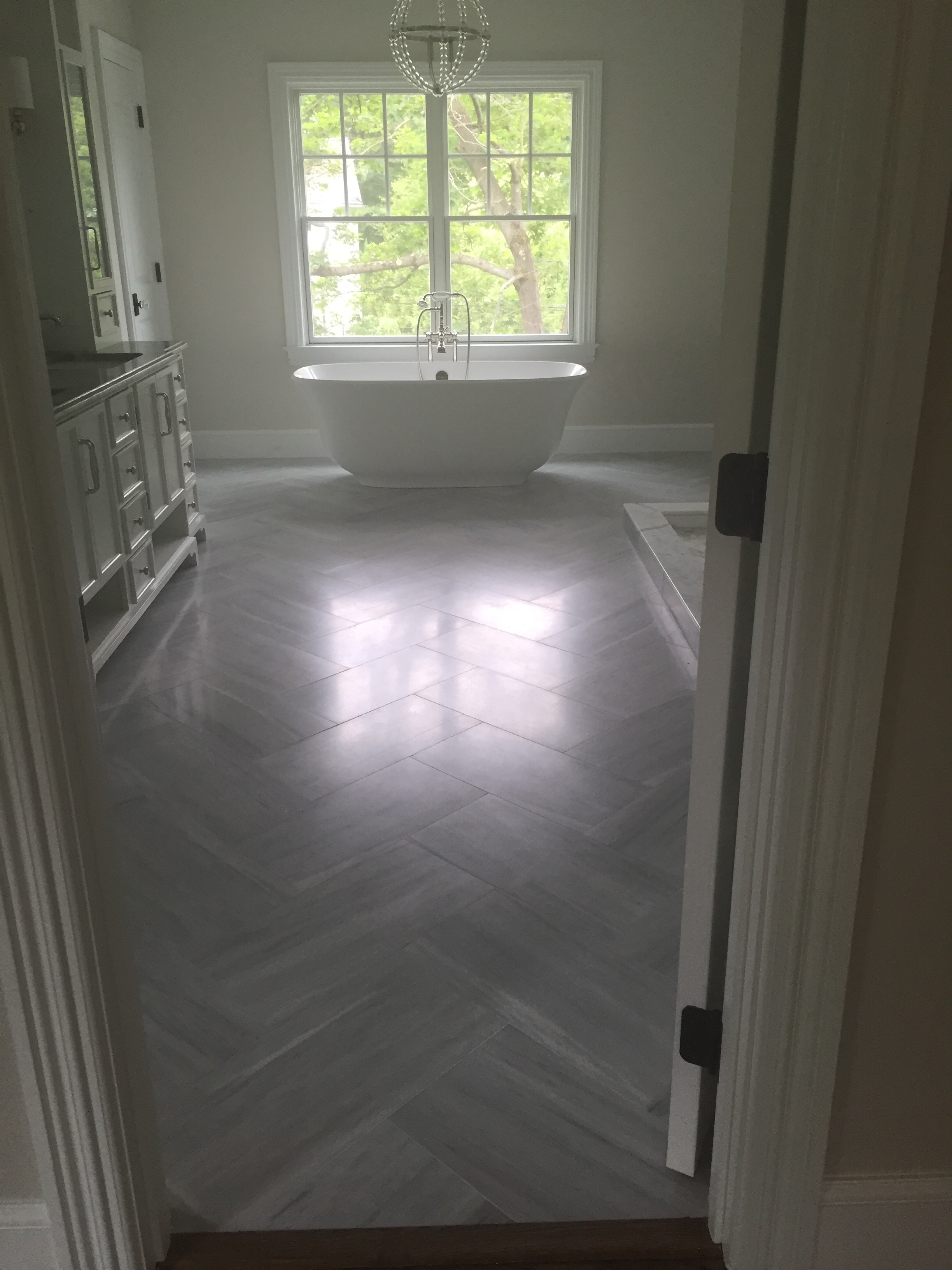 Marble set in Herringbone Pattern