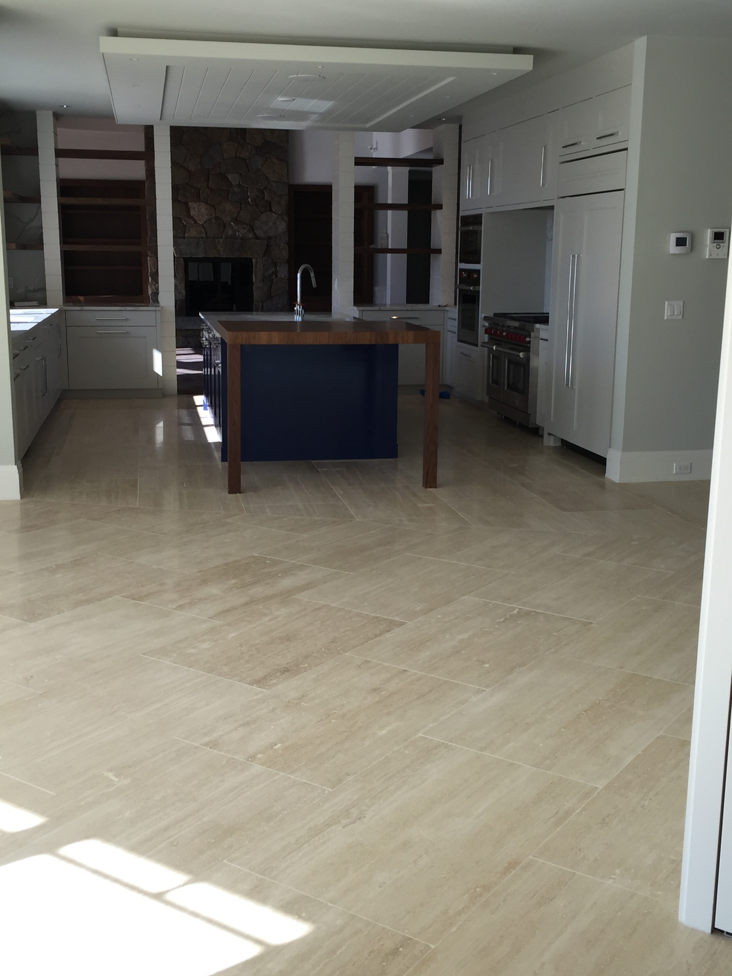 Kitchen with Travertine Tile