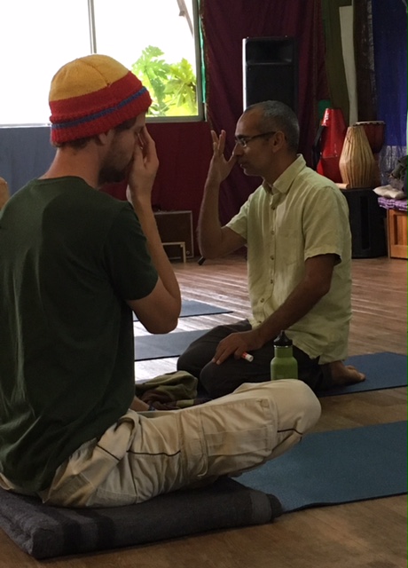 Bharat demonstrates the 'Nadi Shodana' technique