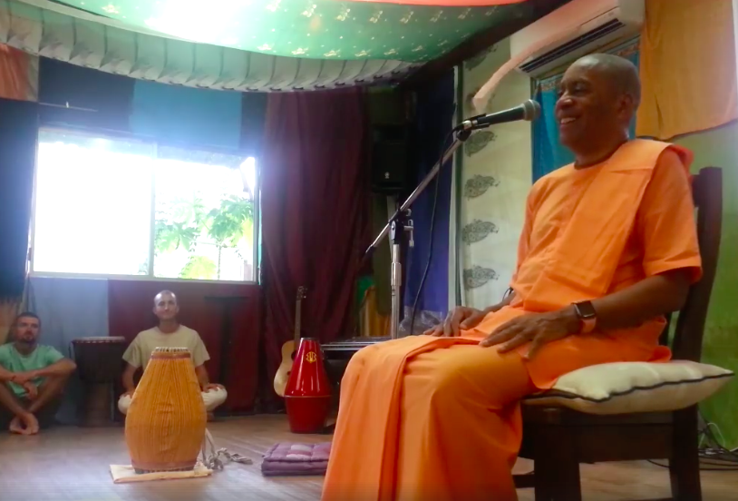 Class with Devamrita Swami; Photo: Michael Olabode