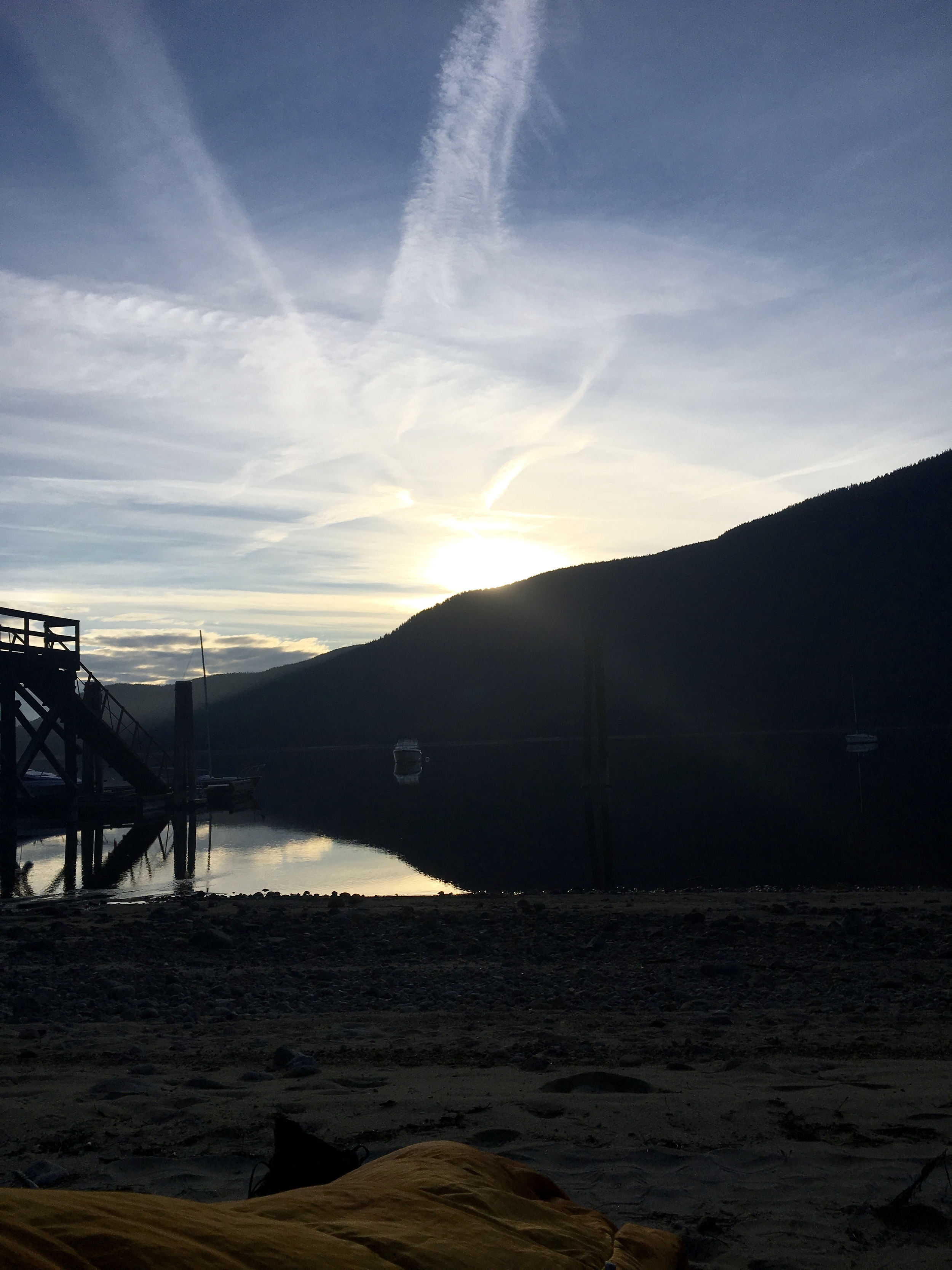 Waking up on the beach on the North Shore of Nelson, BC
