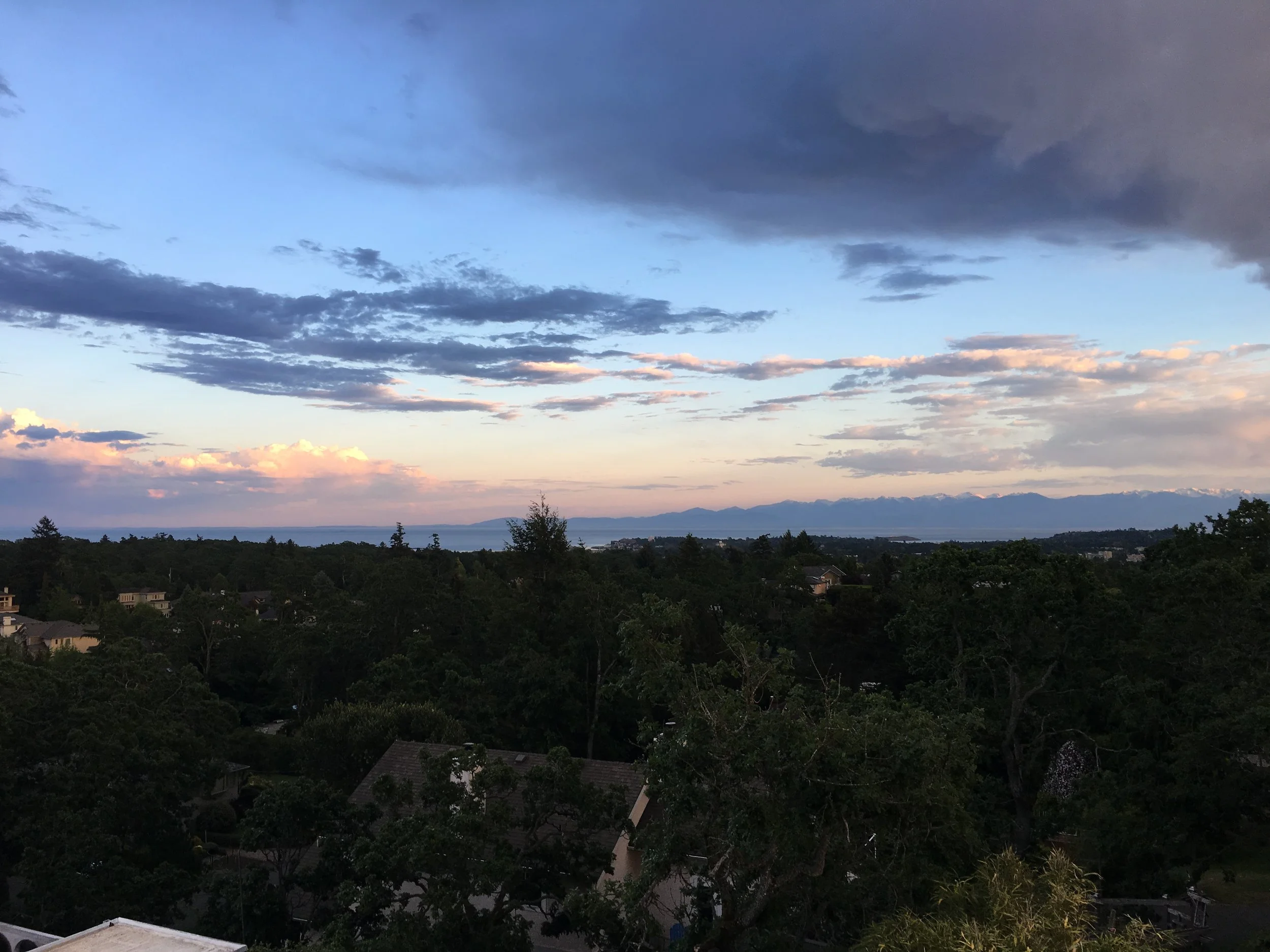 View from Troy's Balcony in Victoria looking across the Strait of Juan de Fuca, South towards the Olympic Mountain RangePhoto:Zach Husted