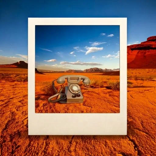 Firefly polaroid photo of a telephone in the desert 97918.jpg