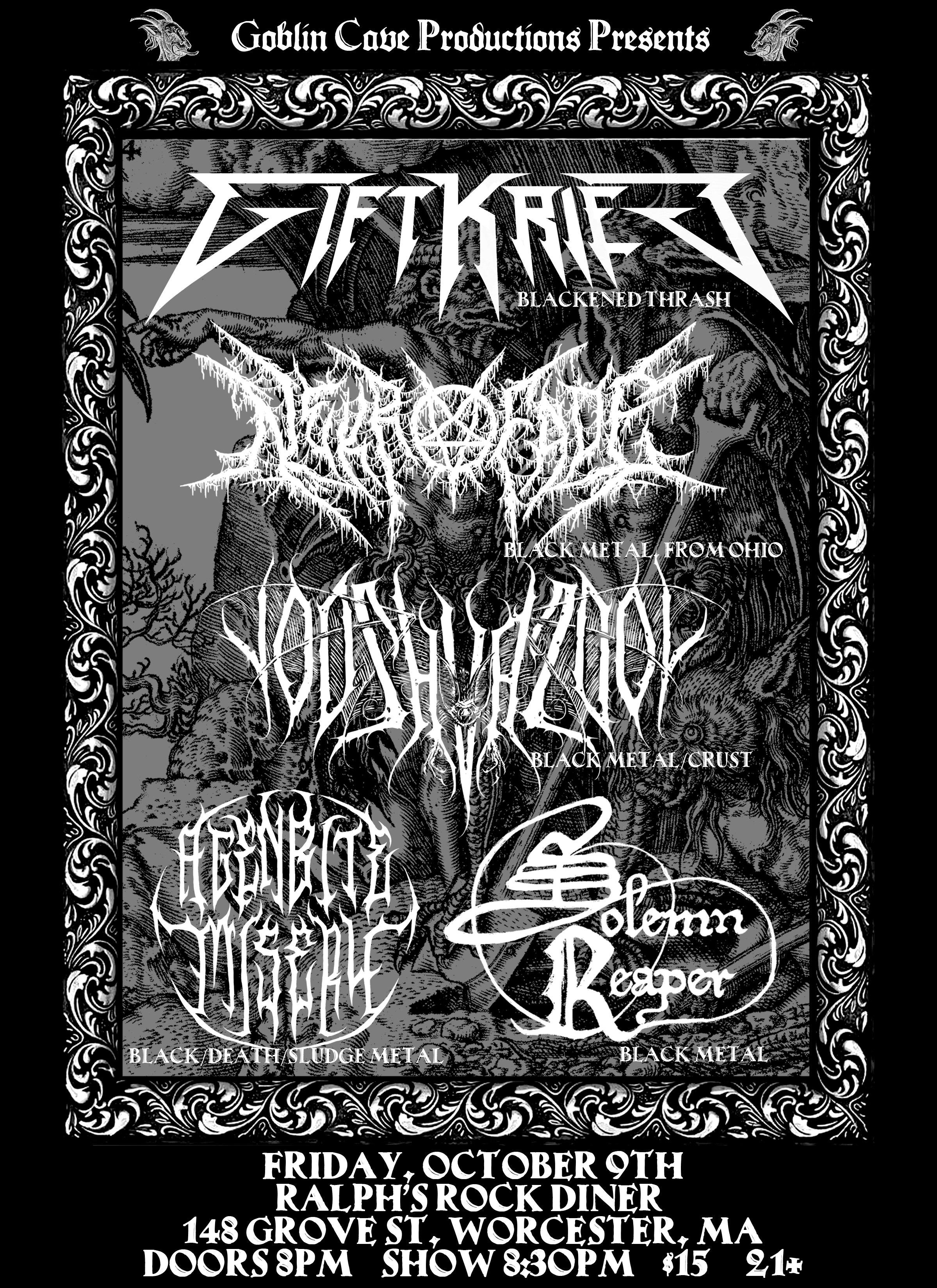 GIFTKRIEG / NEKROFADE / VOOSHVAZOOL / AGENBITE MISERY / SOLEMN REAPER 