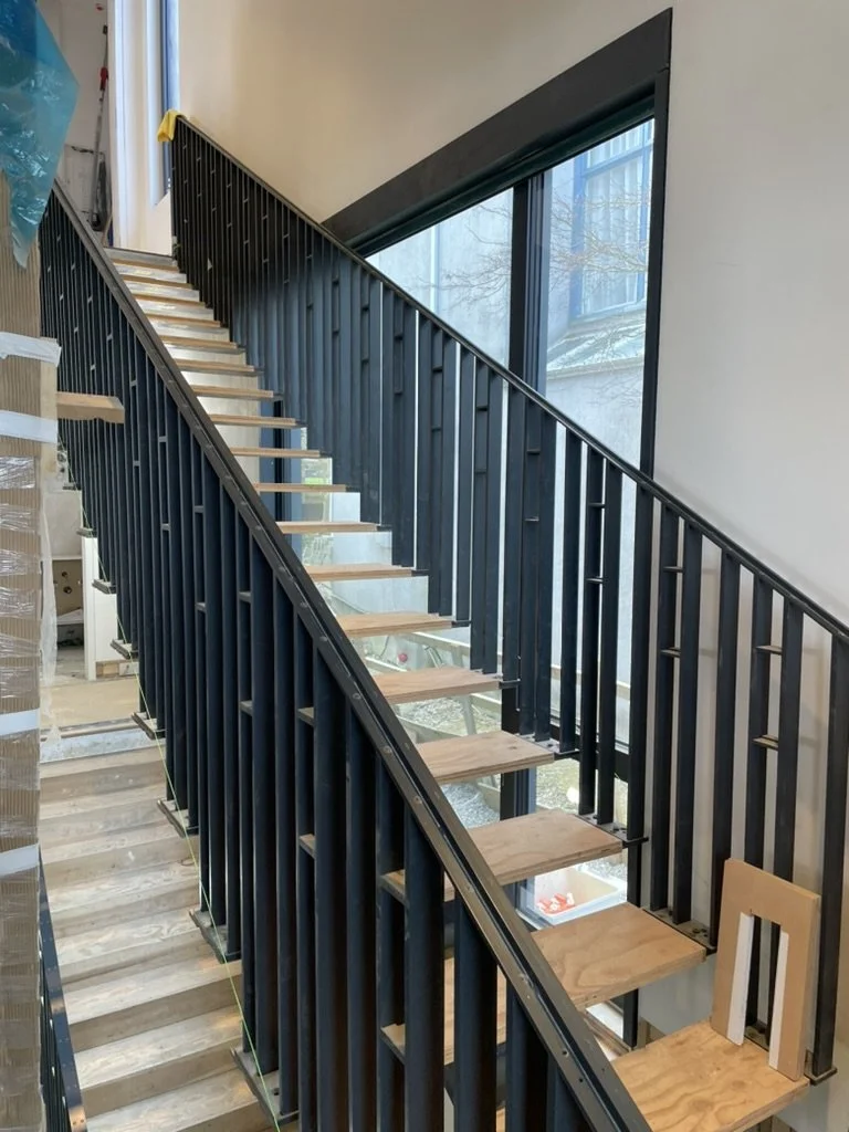 Custom Stairway Stringers and Handrail