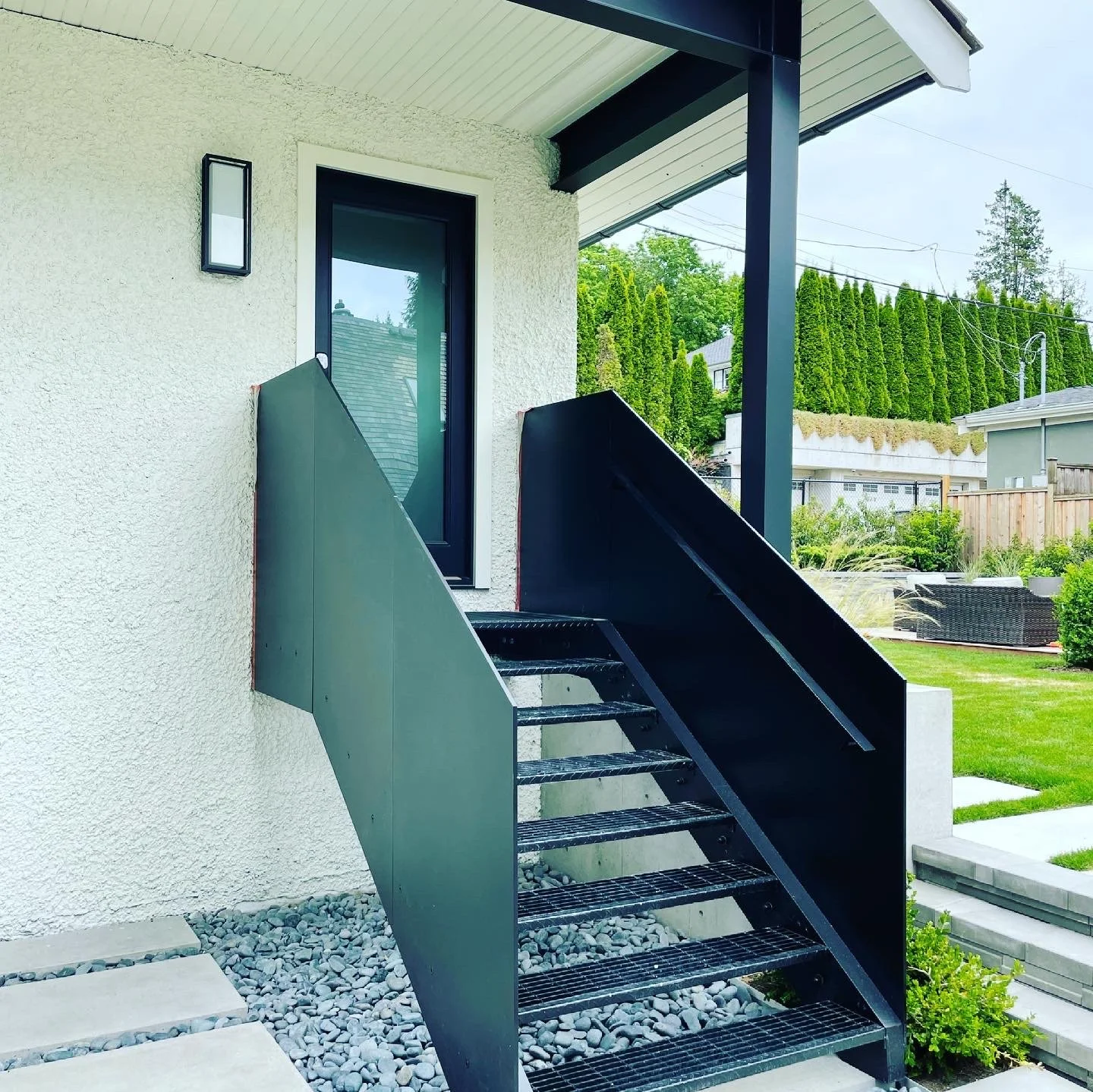 Custom Stairway Stringers and Handrail