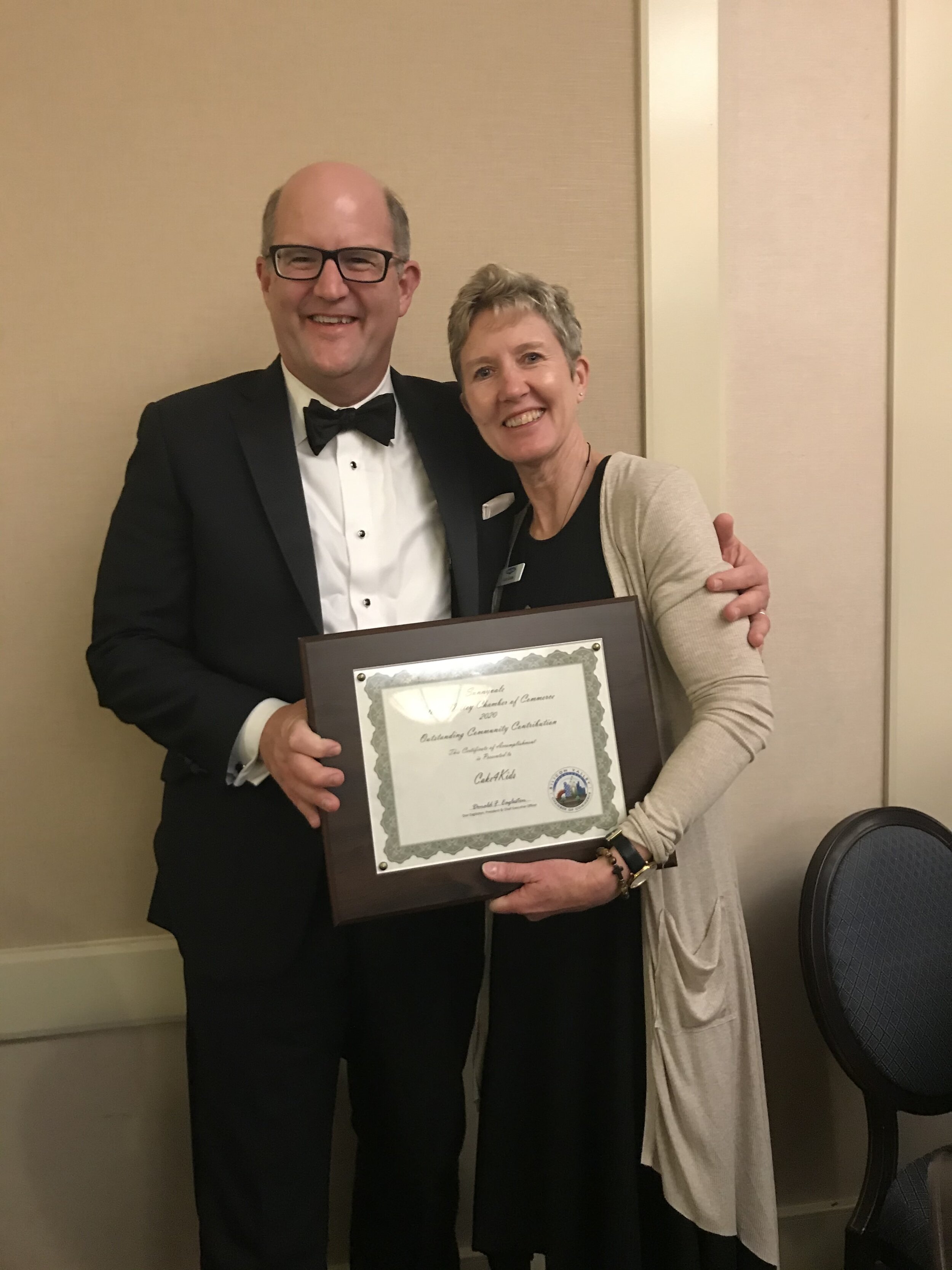  Russ Melton (Councilmember) and Julie Eades (Cake4Kids Executive Director) at the 55th Annual Murphy Awards Dinner on February 22, 2020 in Sunnyvale, CA 