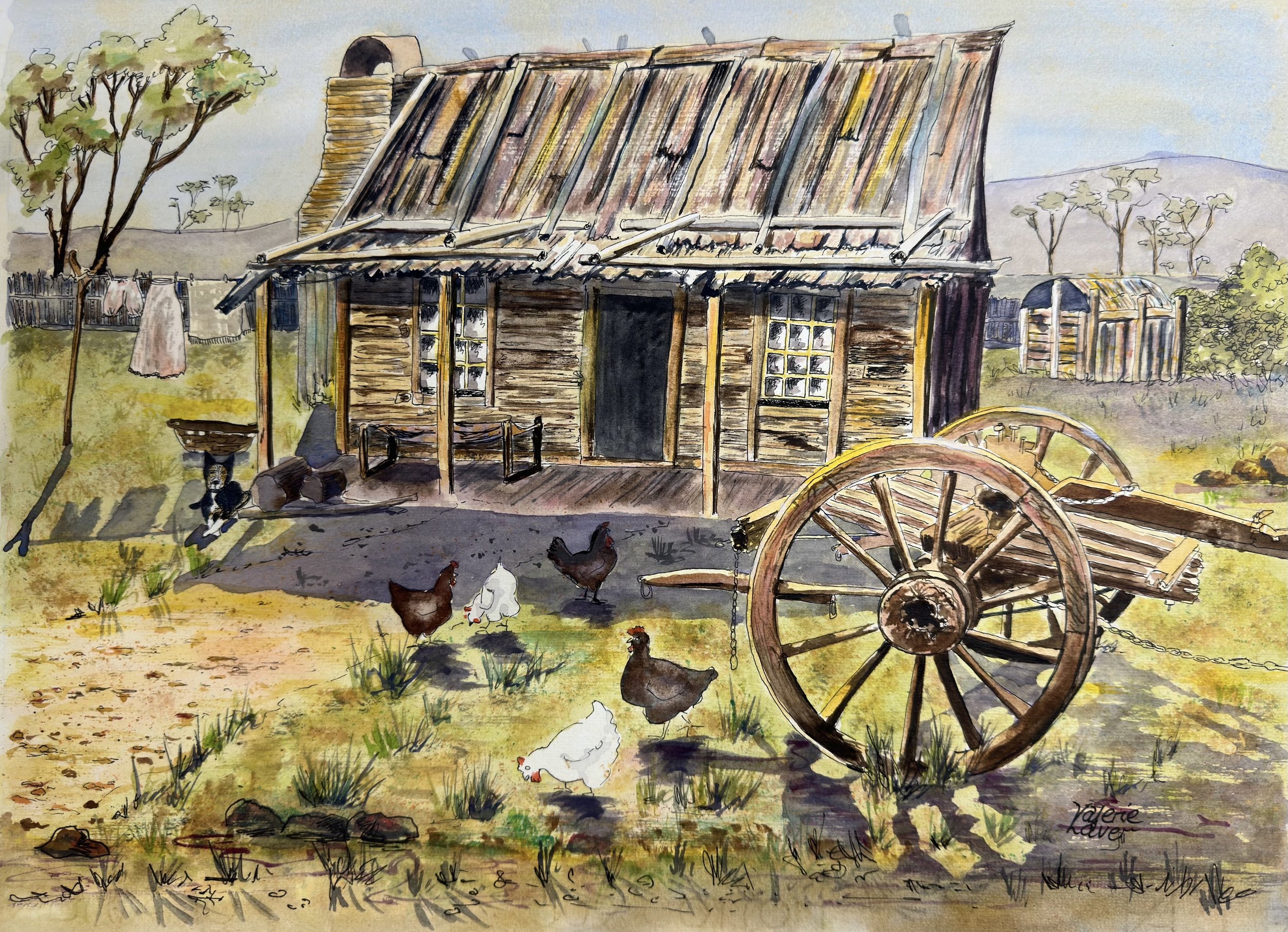 Laver Valerie Old Godminers Hut watercolour and Ink 54 x 64