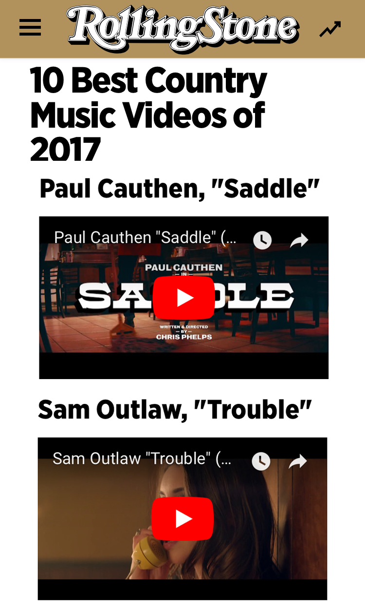 Rolling Stone's 10 Best Country Music Videos of 2017