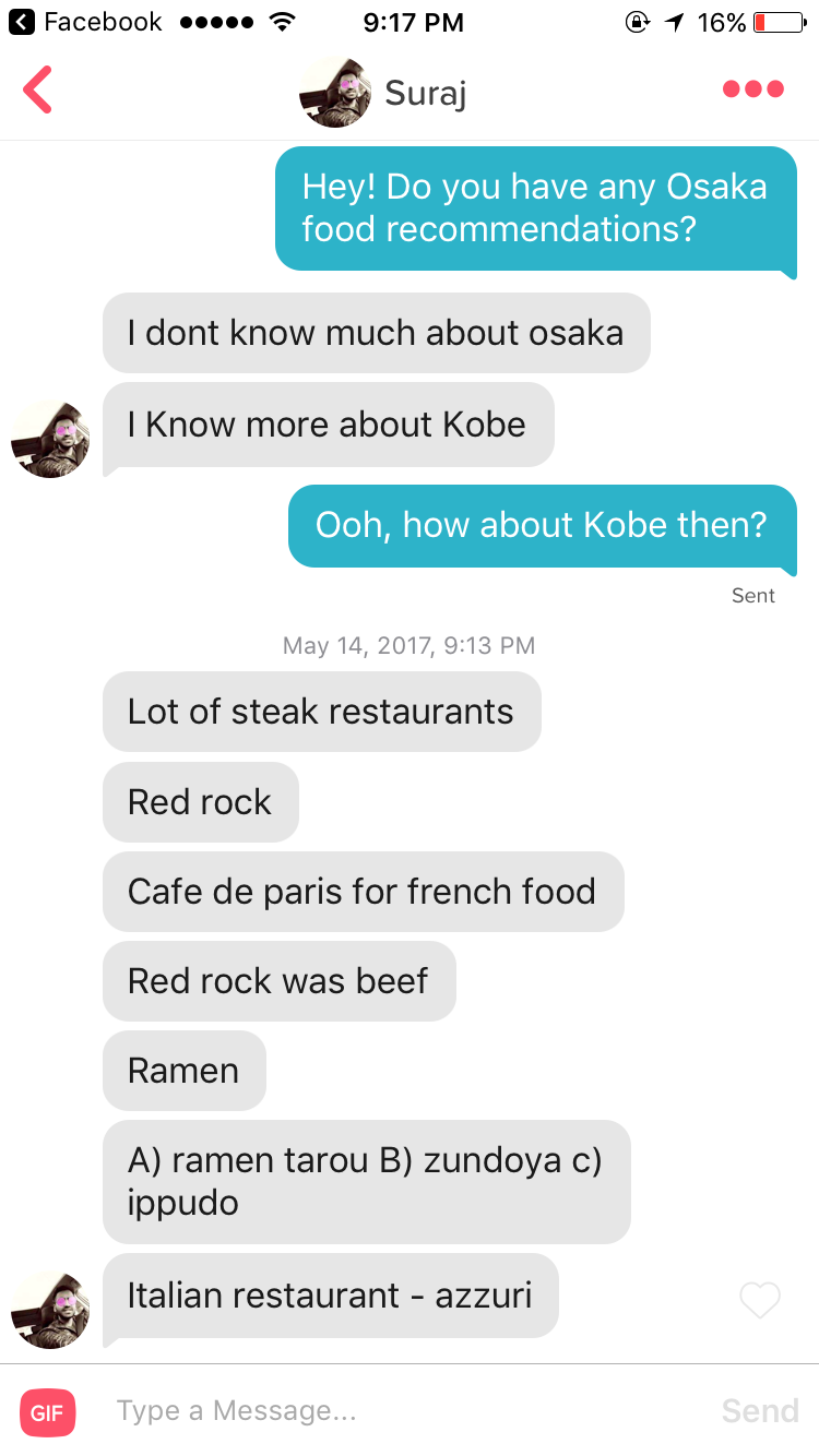 Tinder conversation screenshot