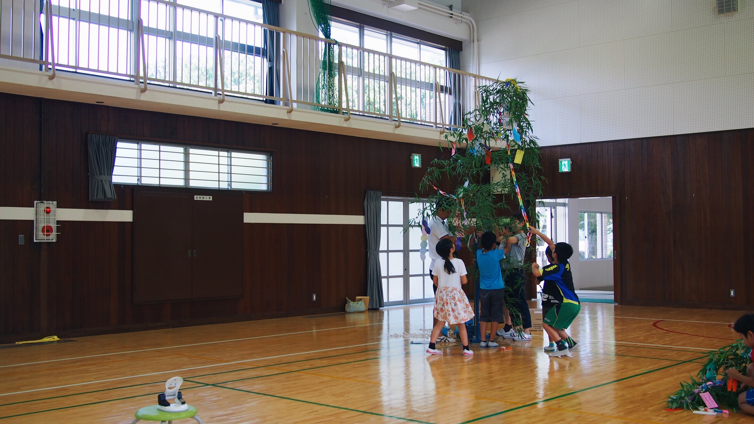 celebrating the tanabata star festival at an elementary school in japan