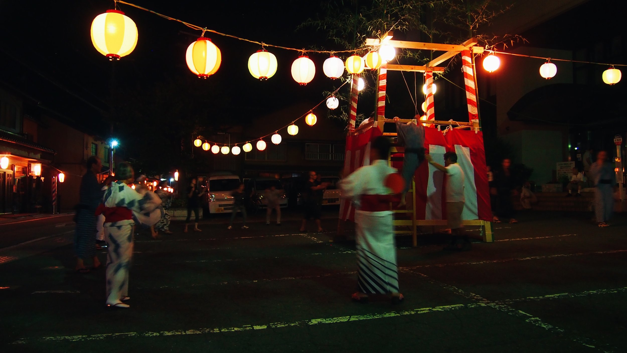 Bon odori in a village in Japan