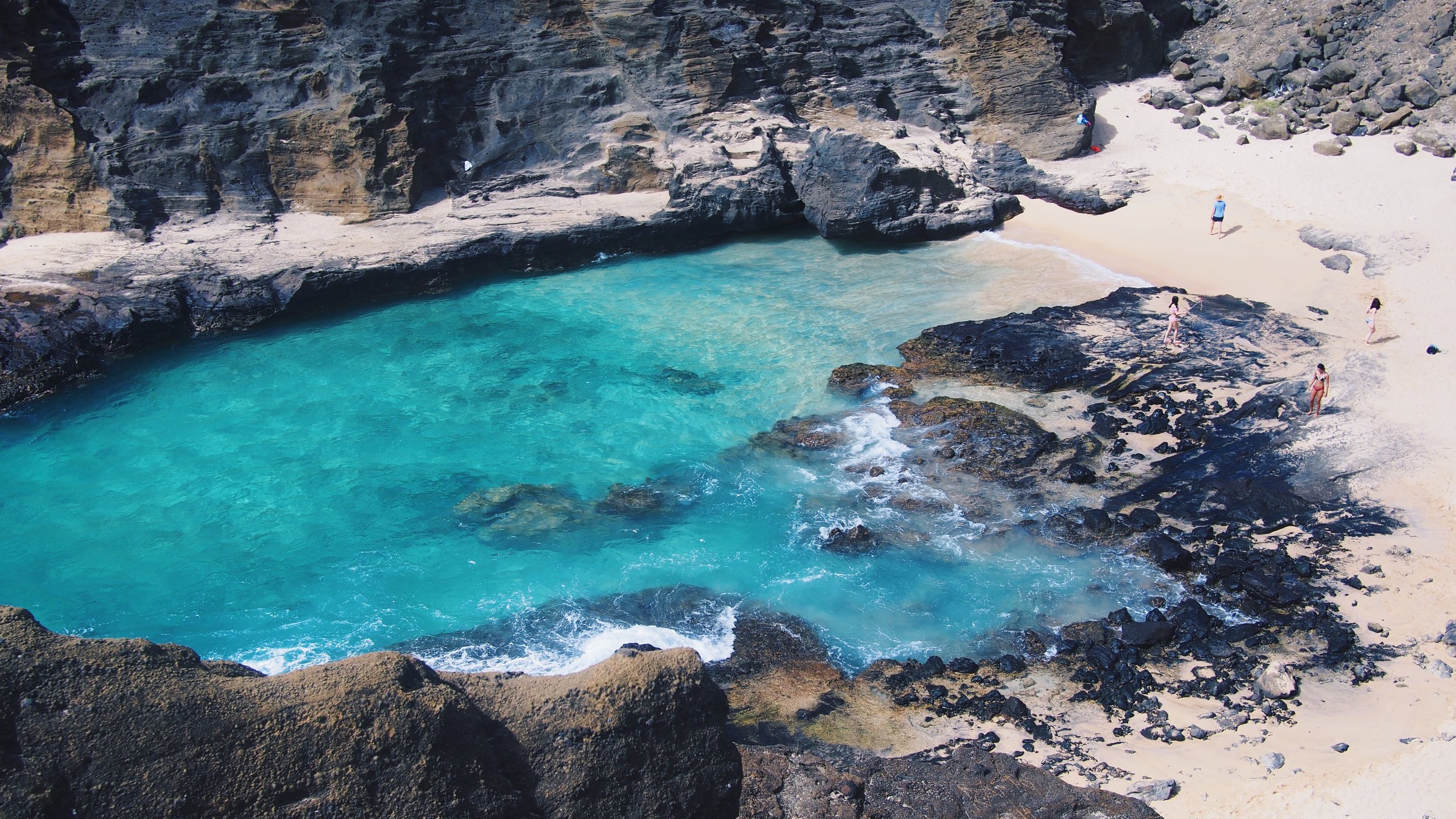 Beach on the South east side of Oahu near Halona blow hole