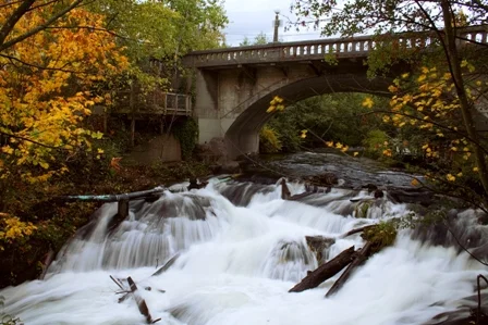 The beautiful waterfall attached to Maritime Heritage Park.