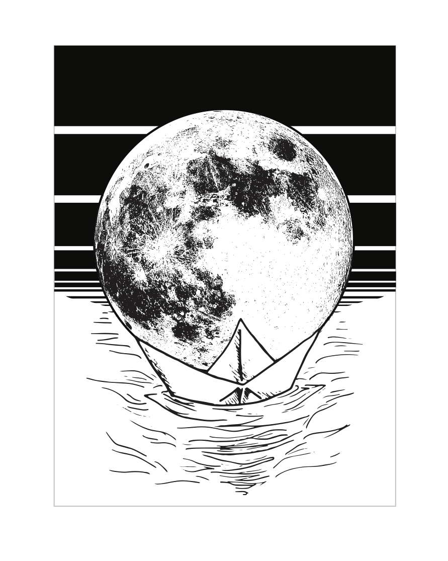 Moon Series_Origami BW boat.jpg