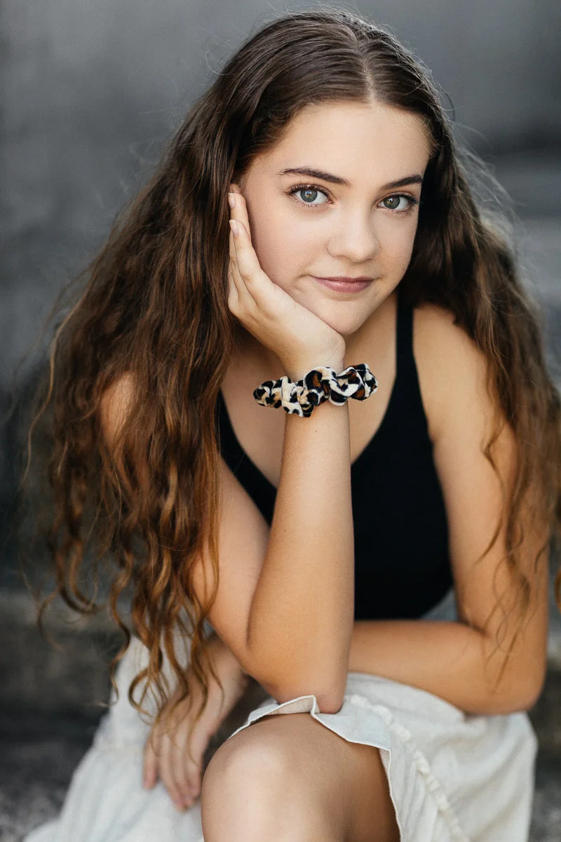 Brisbane Model Photographer Stacey Russell || Professional Australia Fashion Photography Modelling Photoshoot || Model portfolio headshot of girl with long brown wavy hair (Copy)