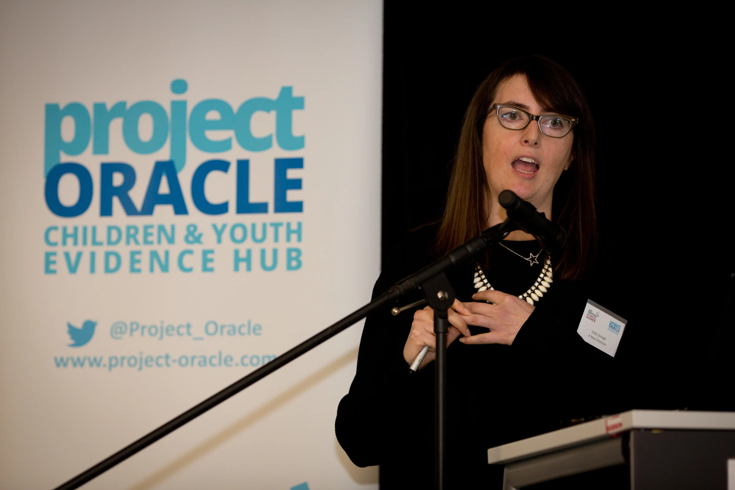 Holly Donagh speaking at the event