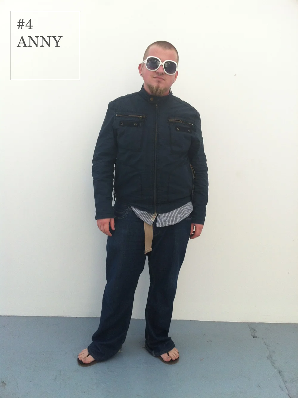 This look is one that says the seasons are a changing. Raining? there’s a coat for that, sunny? sunglasses are at the ready.
A modern man on the go, Anny is ready for anything with this outfit. As the man himself said ‘Versatility for the win.’
The flip-flops in October? well even we can’t explain that one…
Sunglasses: Market stall in Faliraki
Jacket: Petroleum
Shirt: Jeffrey Max
Jeans: FCUK
Flip-flops :White Stuff