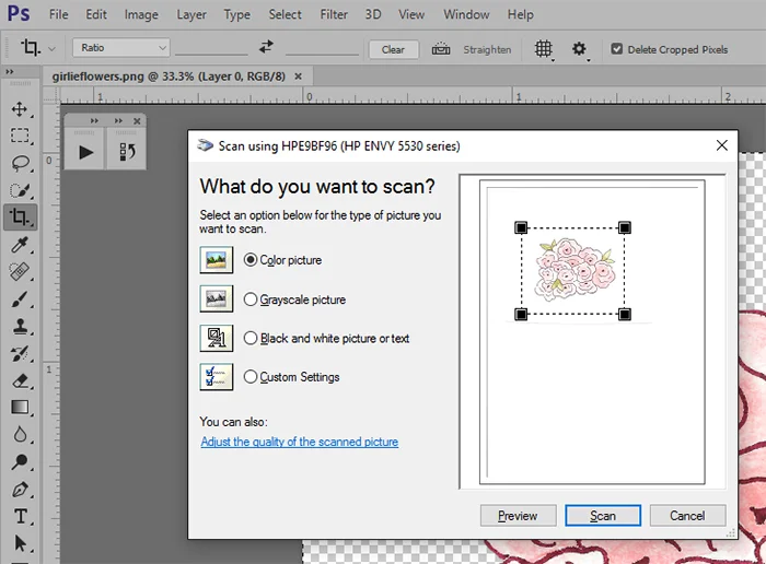 scanning in watercolor artwork