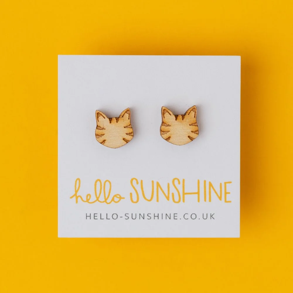 TABBY CAT STUD EARRINGS
