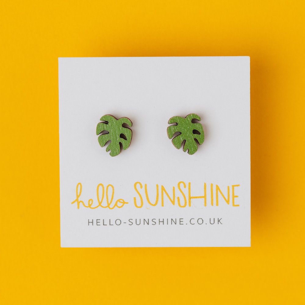 CHEESE PLANT STUD EARRINGS