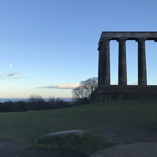One of Calton Hill's many monuments, The National Monument of Scotland