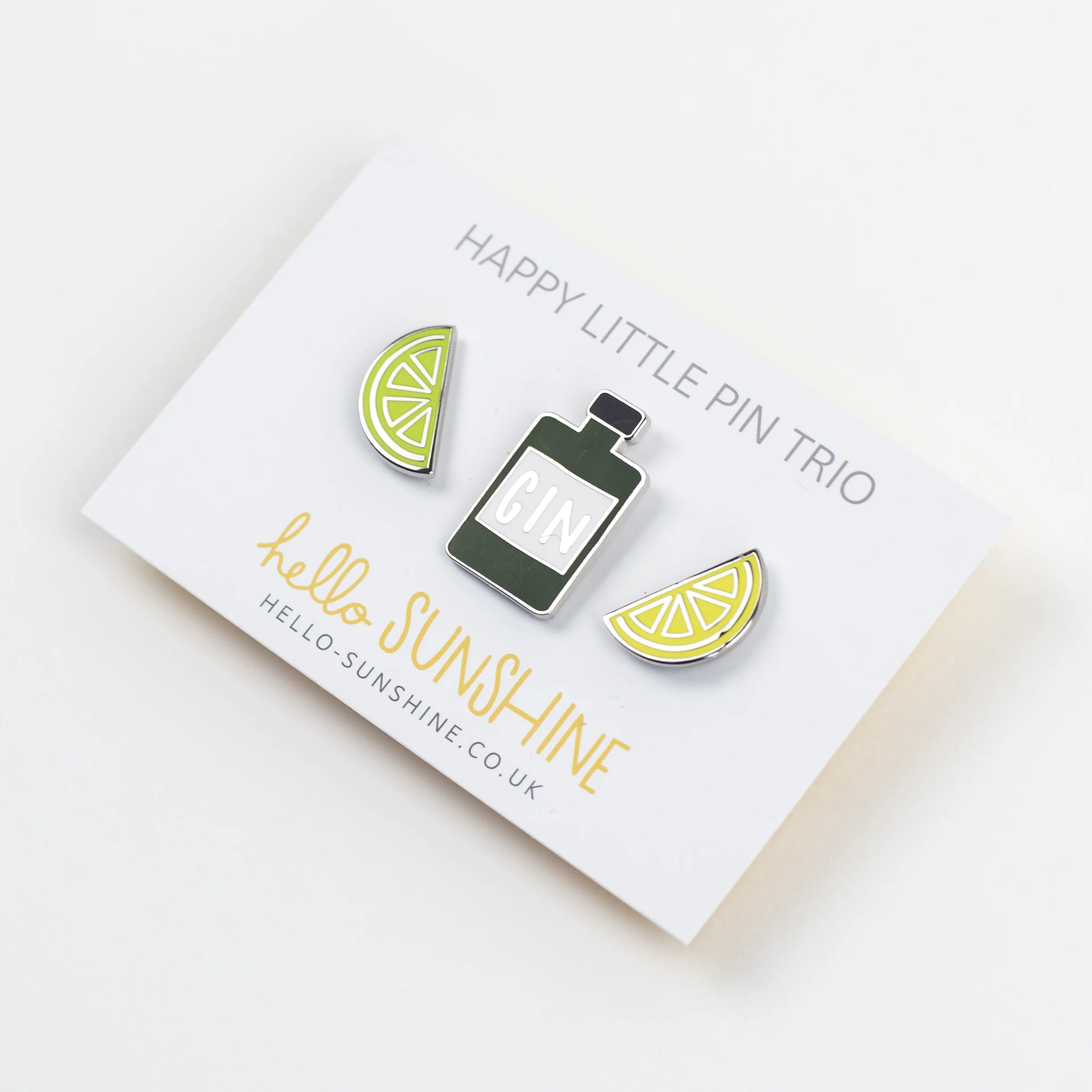 gin presents - enamel pins
