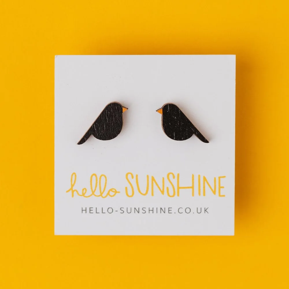 BLACK BIRD STUD EARRINGS