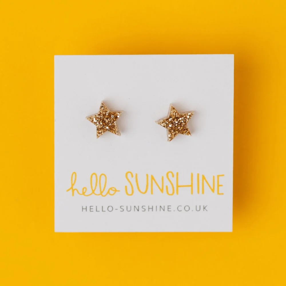 GOLD GLITTER STAR STUD EARRINGS