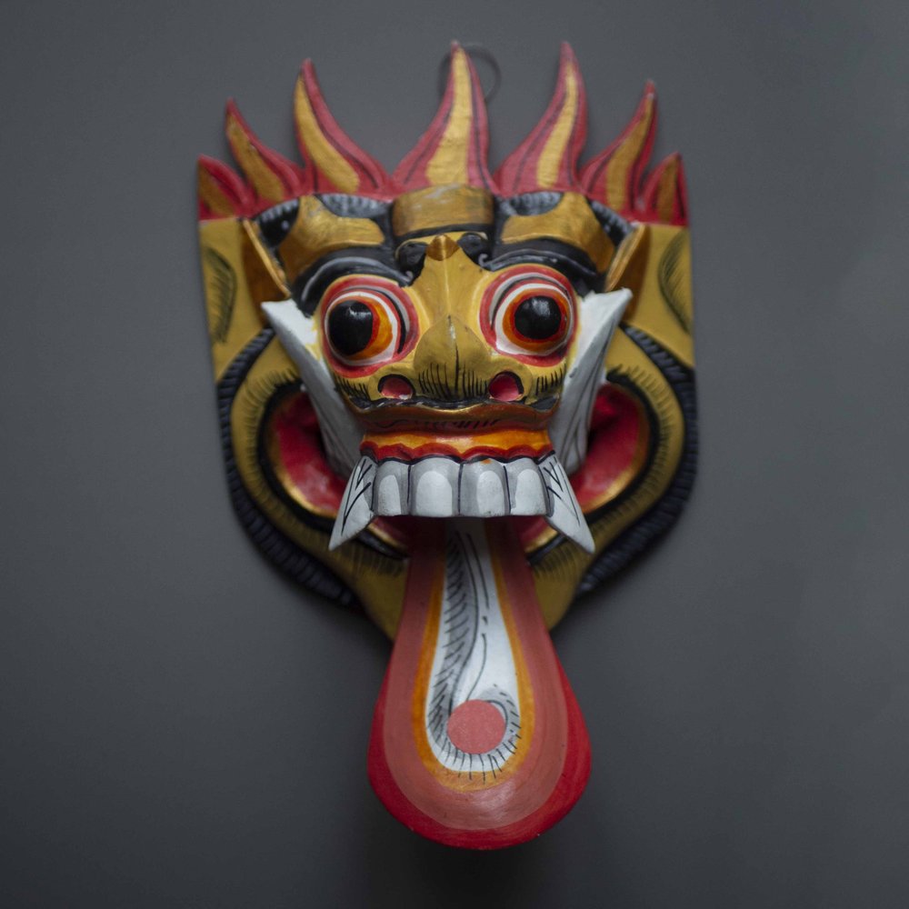 Rullesten Ledig Formode Balinese Rangda Mask, Small Indonesian Mask in yellow — Luís Viajante