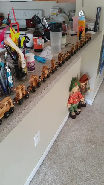 Look at this incredible train set Bob made me! Homemade gifts are the best. Especially from a talented person!