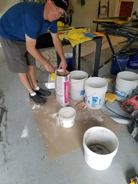 We use top quality thin set to get you a lasting finished product. Yeah, you can go to home depot and get sand and Portland cement in a bag, but is it going to last as well as a high quality product? Remember, tile is a permanent finish!
