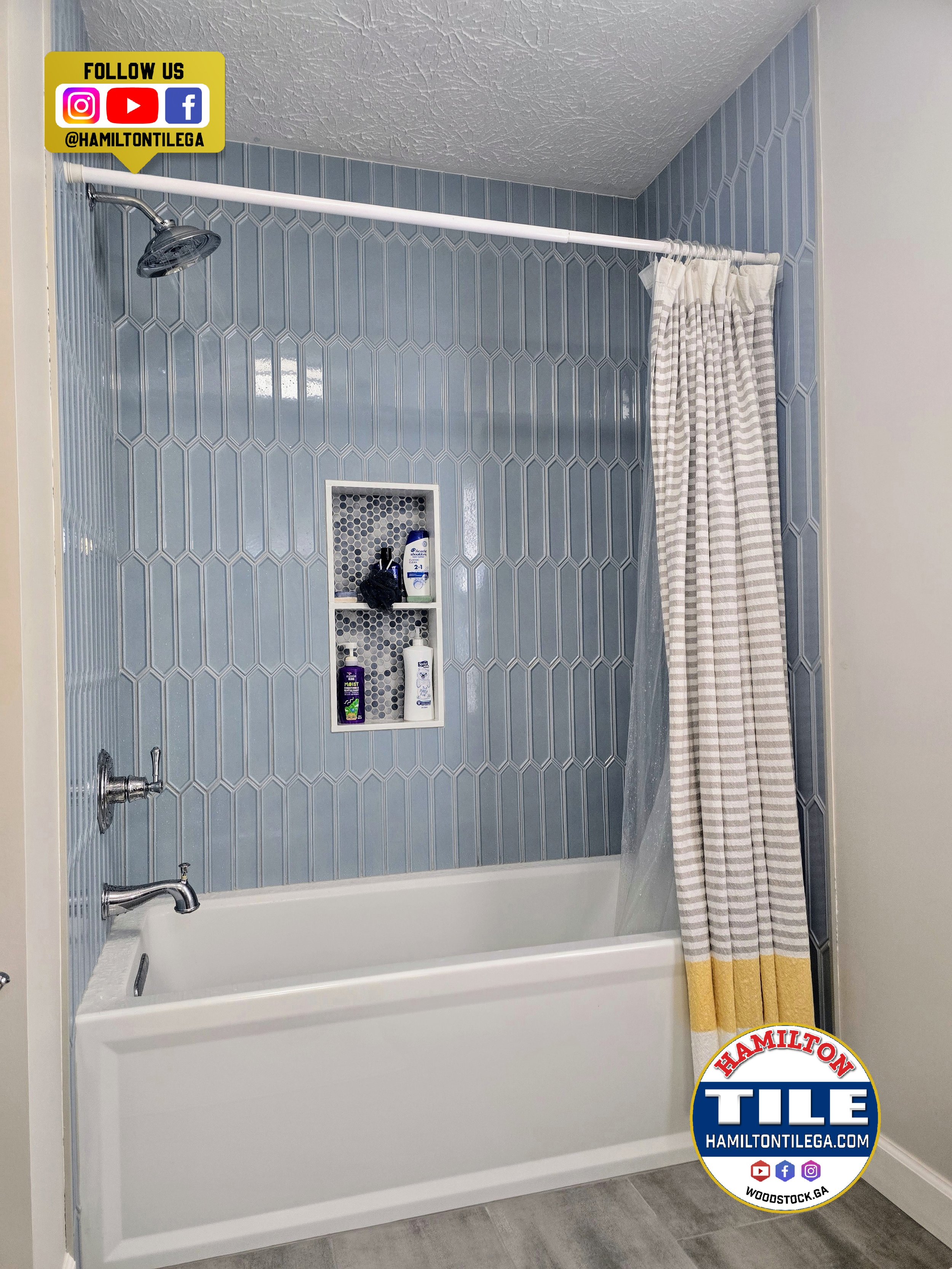 Bath tub tile installation in Woodstock, GA.
