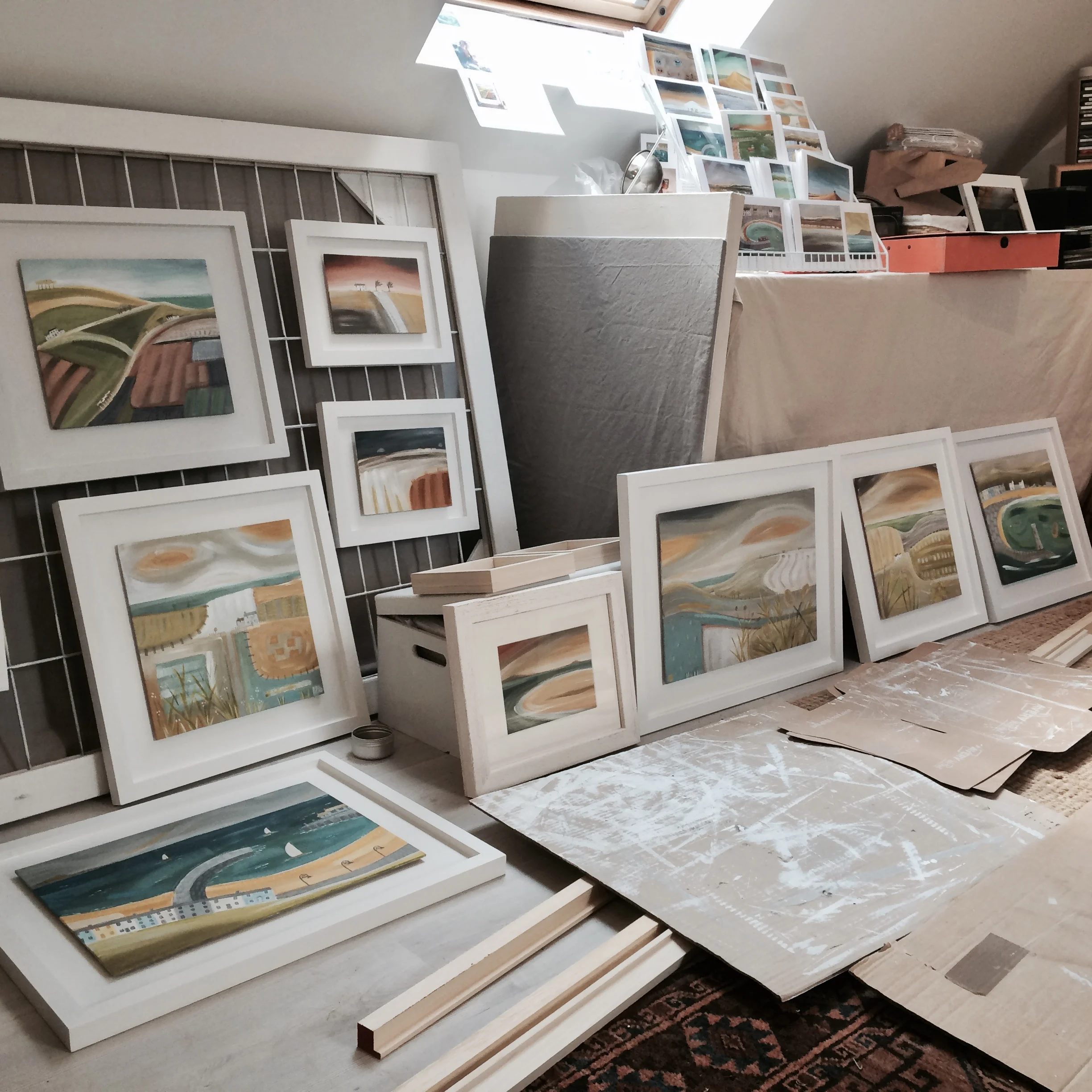 Paintings waiting to be delivered on 26th April. Posters are going up everywhere and invites have been sent. most importantly, the wine was bought too.....