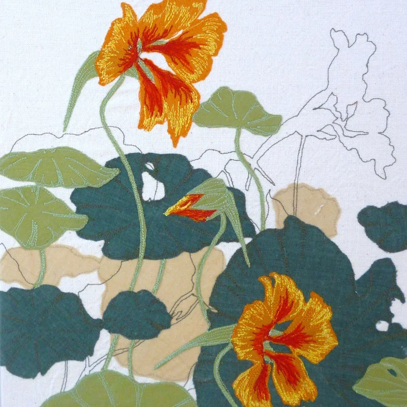 Helen Poremba Textile Artist - Flat Cat Gallery Exhibition - Nastursium