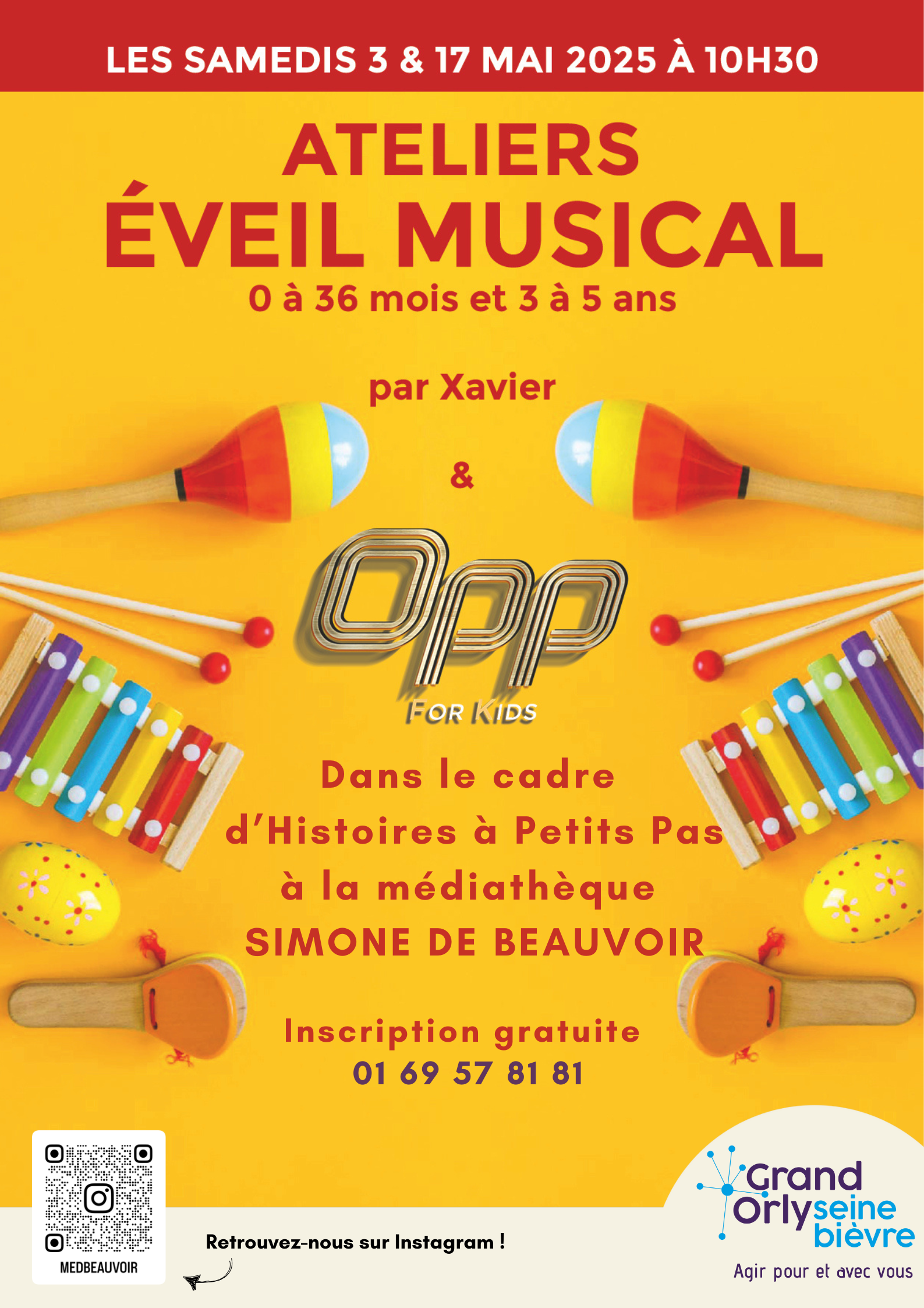 Ateliers d'éveil musical pour le festival Histoires à Petits Pas  la médiathèque Simone de Beauvoir de Athis-Mons (91)
