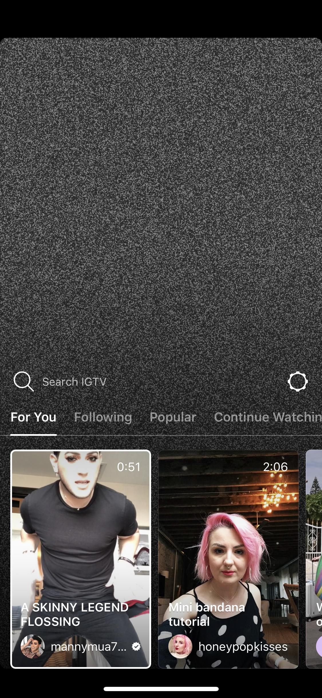 When you first open up IGTV, this is what it looks like.