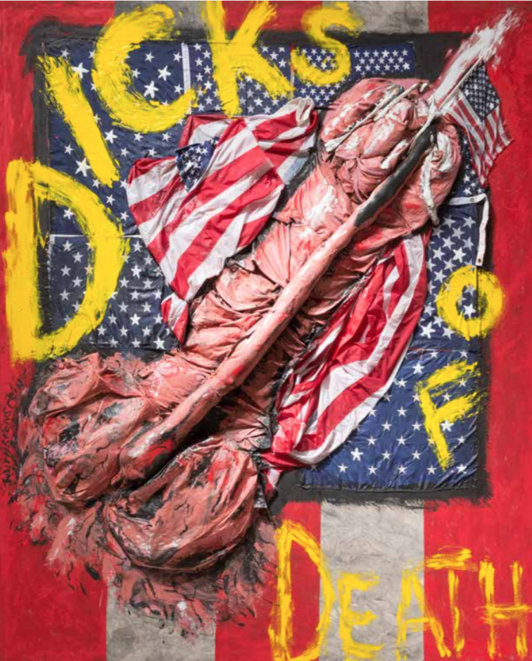 JUDITH BERNSTEIN (1942) DICKS OF DEATH, 2015, técnica mixta sobre lienzo, cortesía de la artista y The Box, Los Ángeles. 