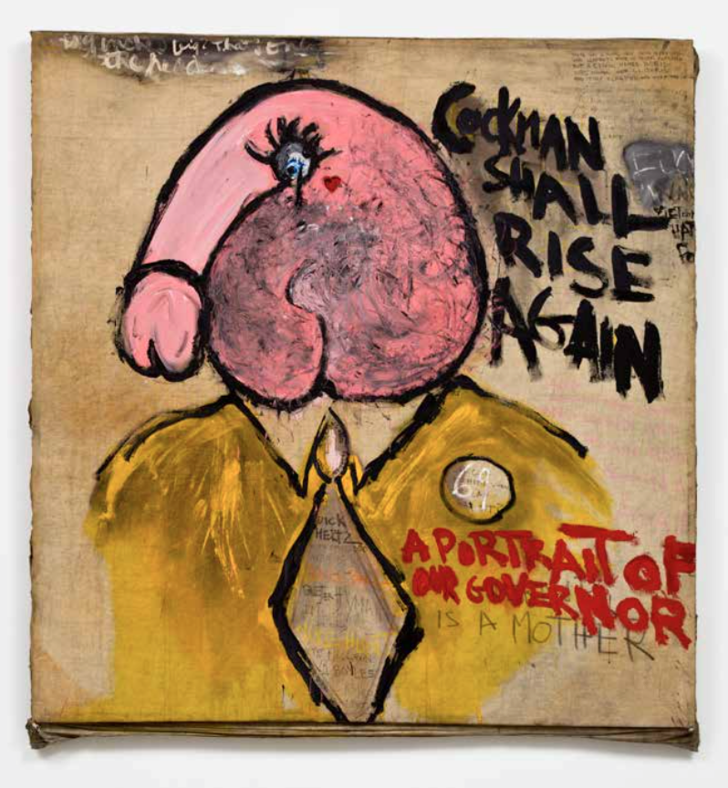 JUDITH BERNSTEIN (1942) Cockman #1, 1966, crílico sobre lienzo, 168 x 160, cortesía de la artista y The Box, Los Ángeles. 