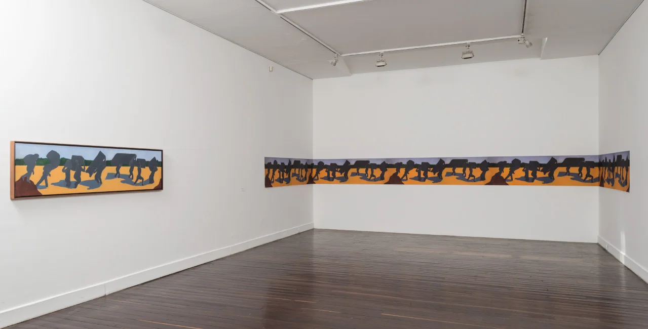 BEATRIZ GONZÁLEZ (1938), Zulia, Zulia, Zulia, 2015, óleo sobre tela, 205 x 50 x 0,3, cortesía de Casas Riegner. Fotografía de Óscar Monsalve.