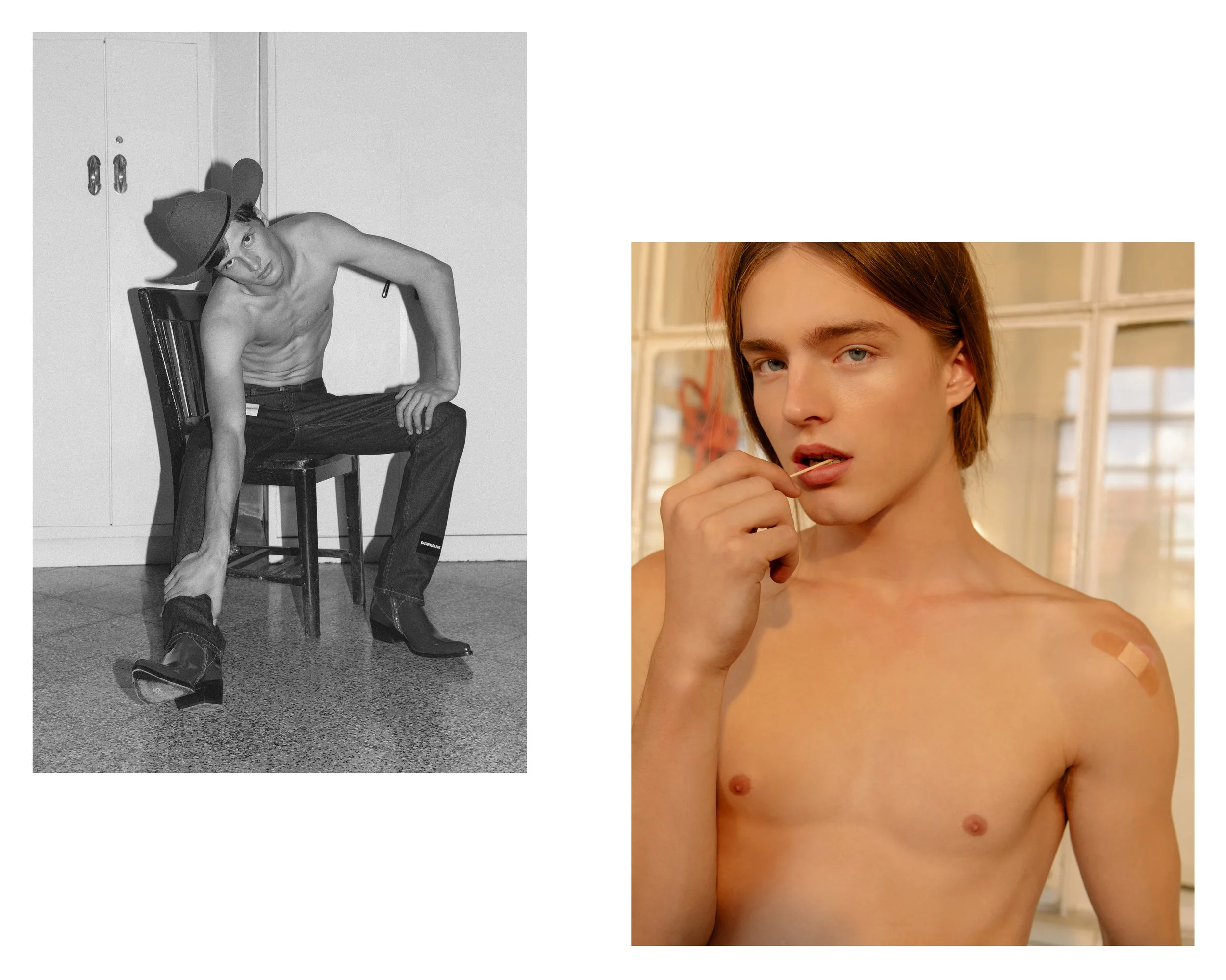 Vadim con sombrero de AYANEGUI y pantalón y botas de CALVIN KLEIN JEANS.
