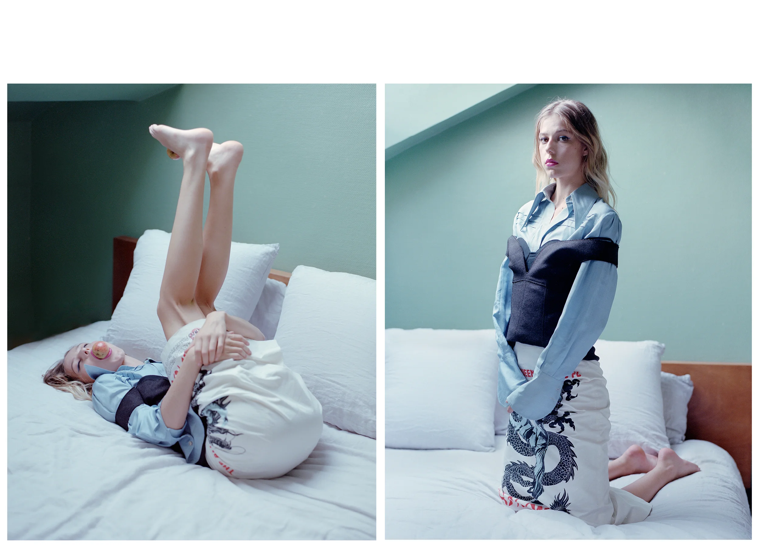Top y falda de KENZO y camisa de GUCCI .