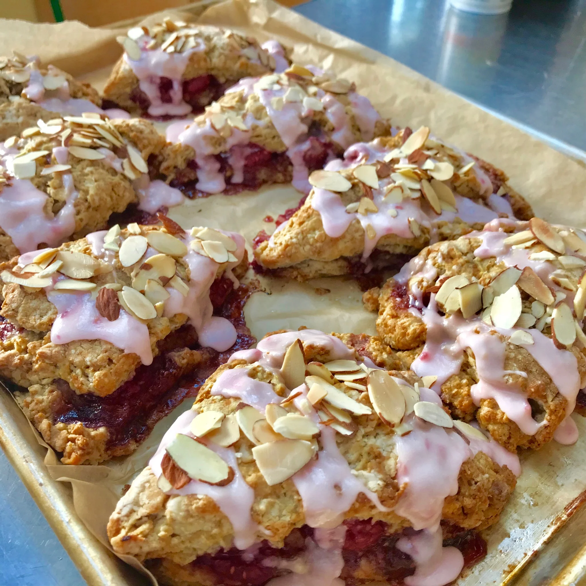 Rustic Almond Scones with Fresh Raspberries
