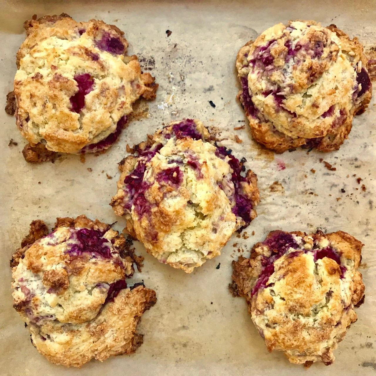 Rustic Red Raspberry Coconut Scones