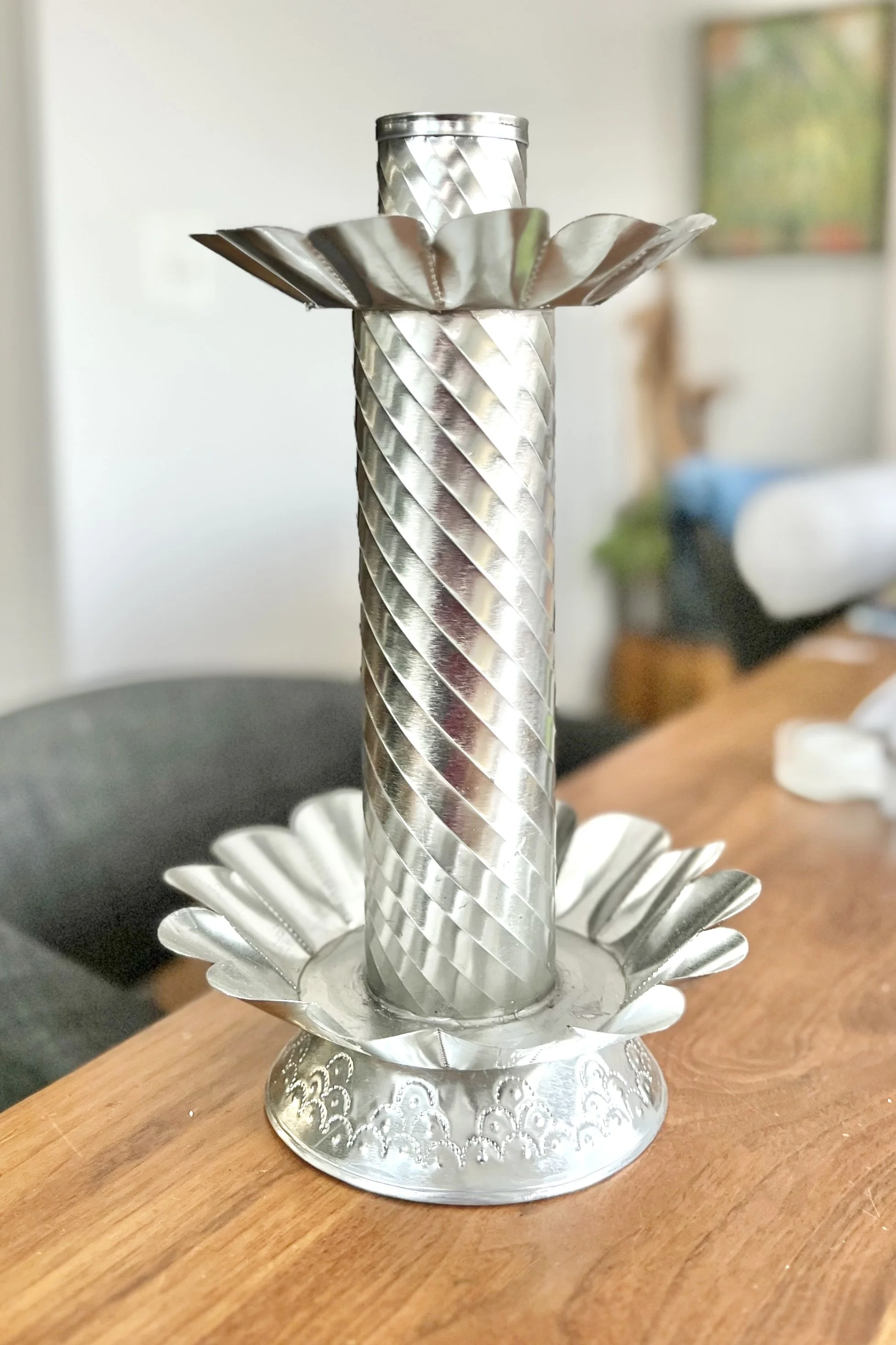 Large tin candleholders
