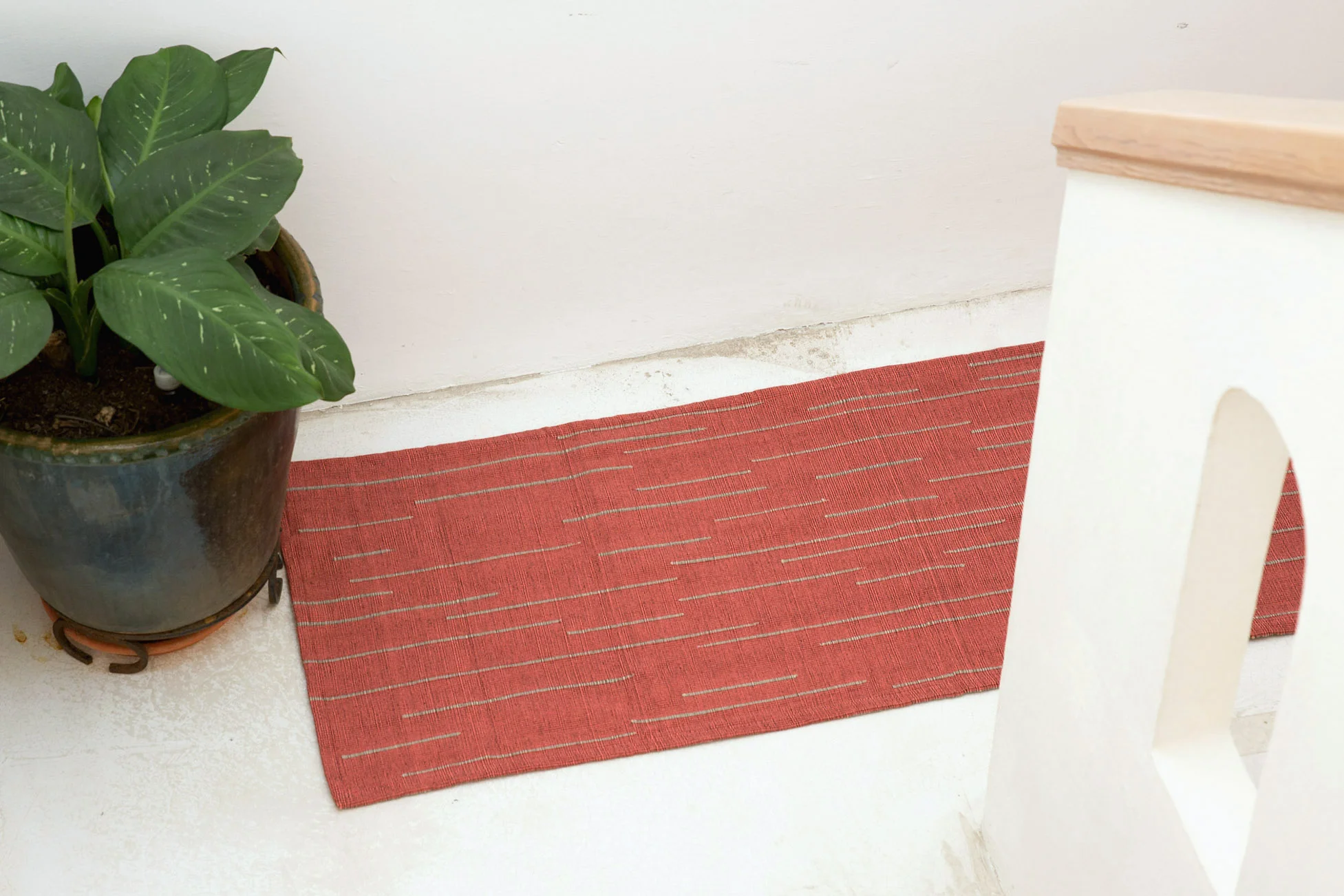 artisan made handwoven cotton rug from Oaxaca
