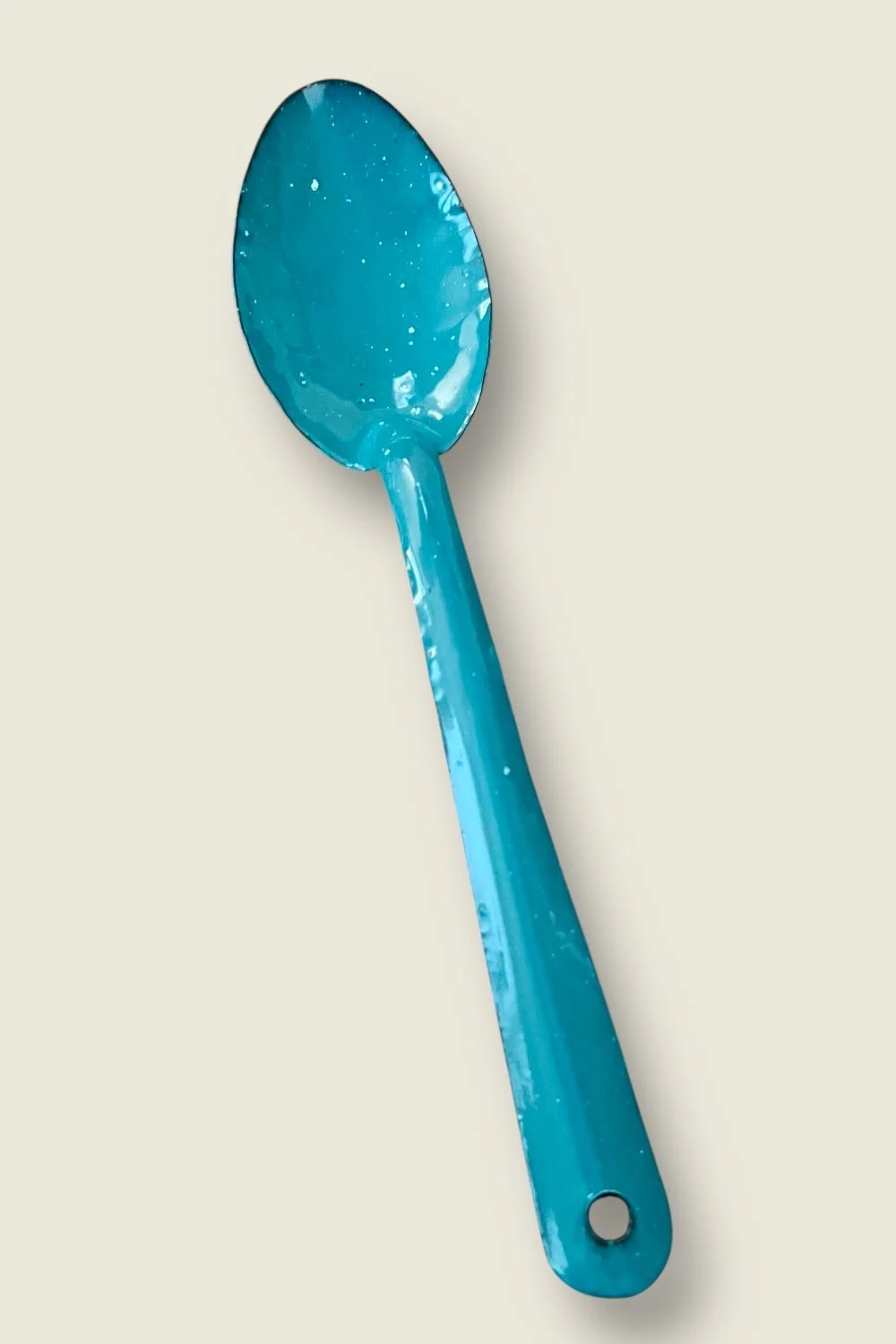 Blue enamel spoon